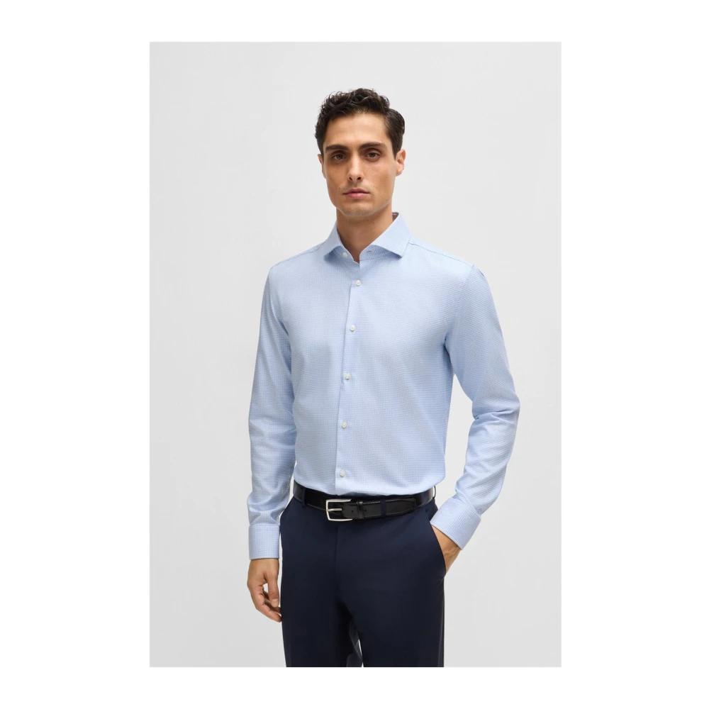 Hugo Boss Slim Fit Katoenen Overhemd Blue Heren