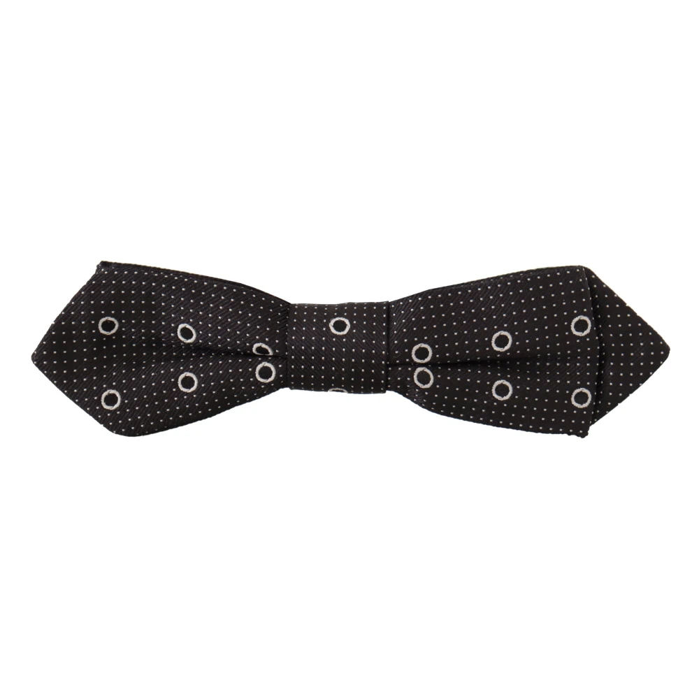 Dolce & Gabbana Svart Vit Polka Dot Siden Hals Papillon Slips Black, Herr