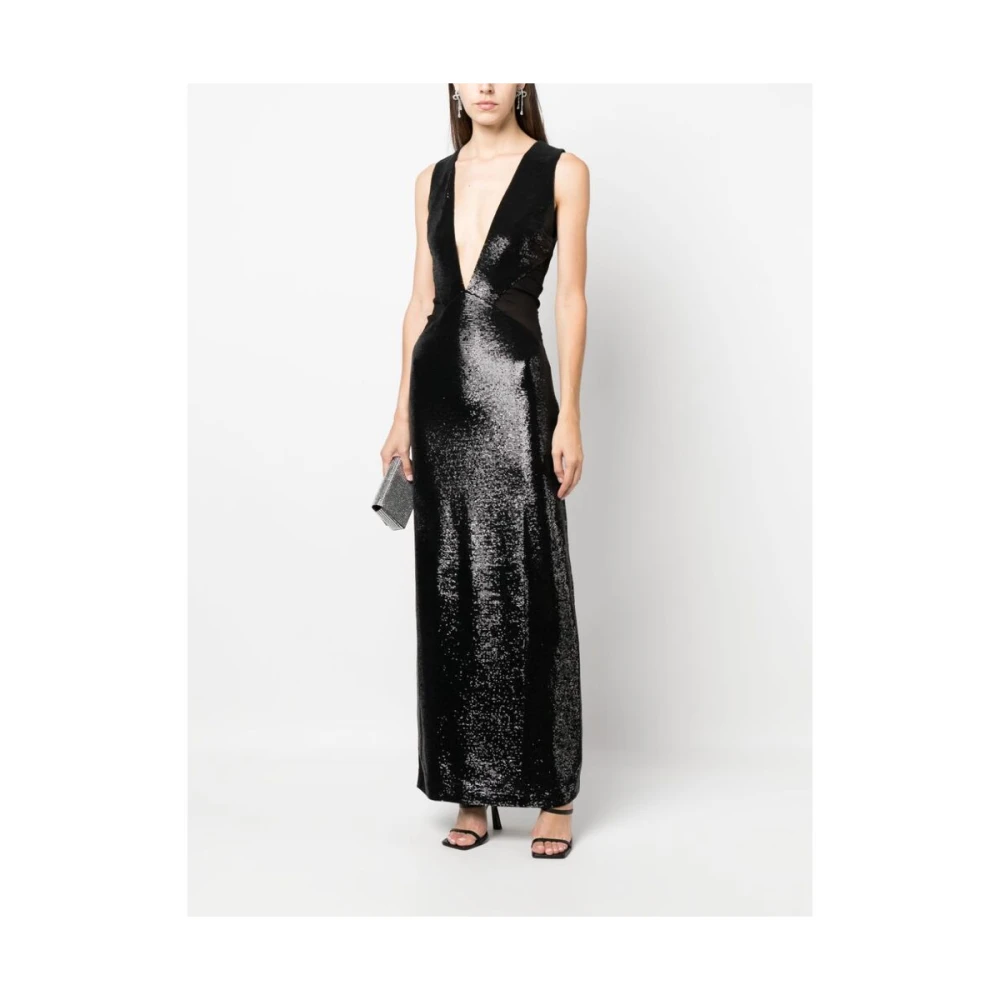 REV Zwarte Pailletten Maxi Jurk Black Dames