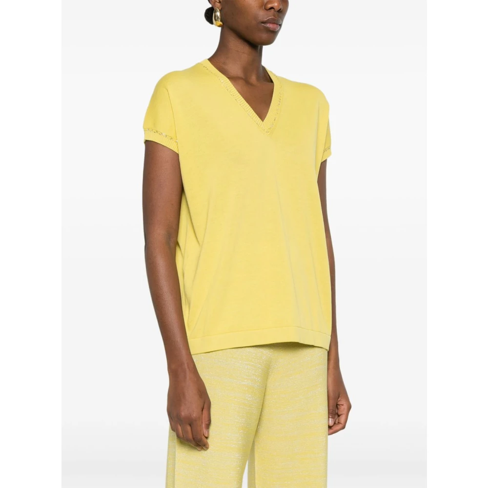 Fabiana Filippi Pistache Gebreide Trui Yellow Dames