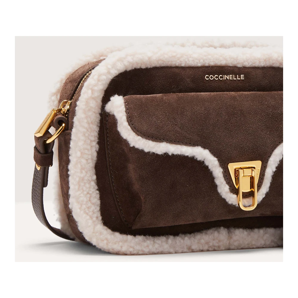 Coccinelle Bruine Suède en Faux Shearling Tas Brown Dames