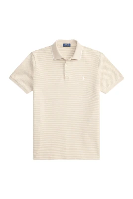 Custom Slim Striped Stretch Mesh Polo