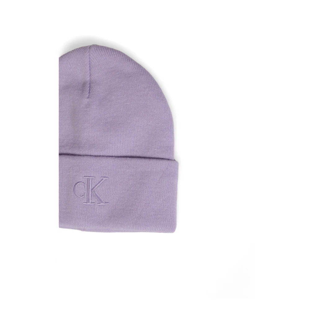 Calvin Klein Monogram Geborduurde Herfst Winter Collectie Hoed Purple Dames