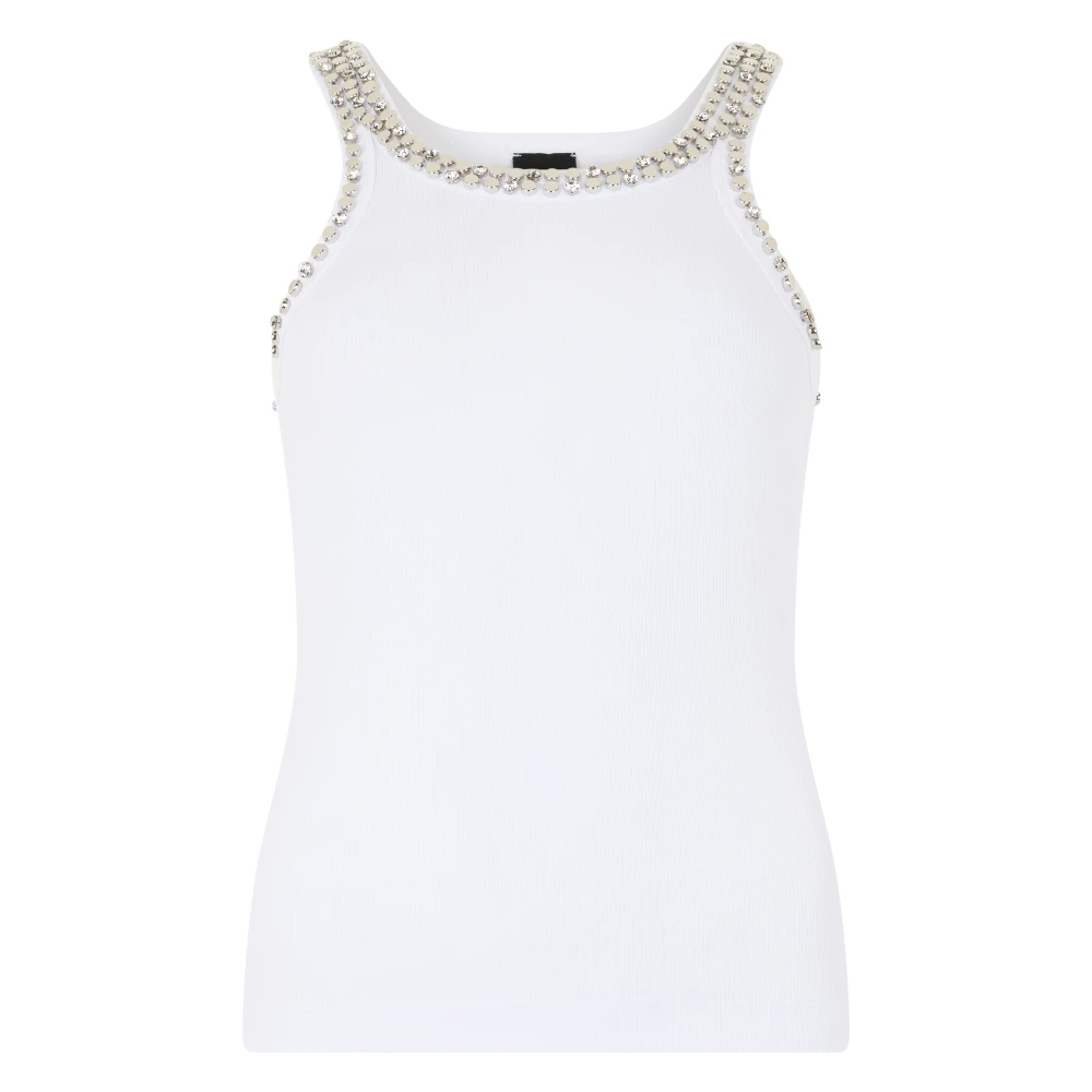 Pinko Women's White Sleeveless Tops, M, Coriandoli Tank Top
