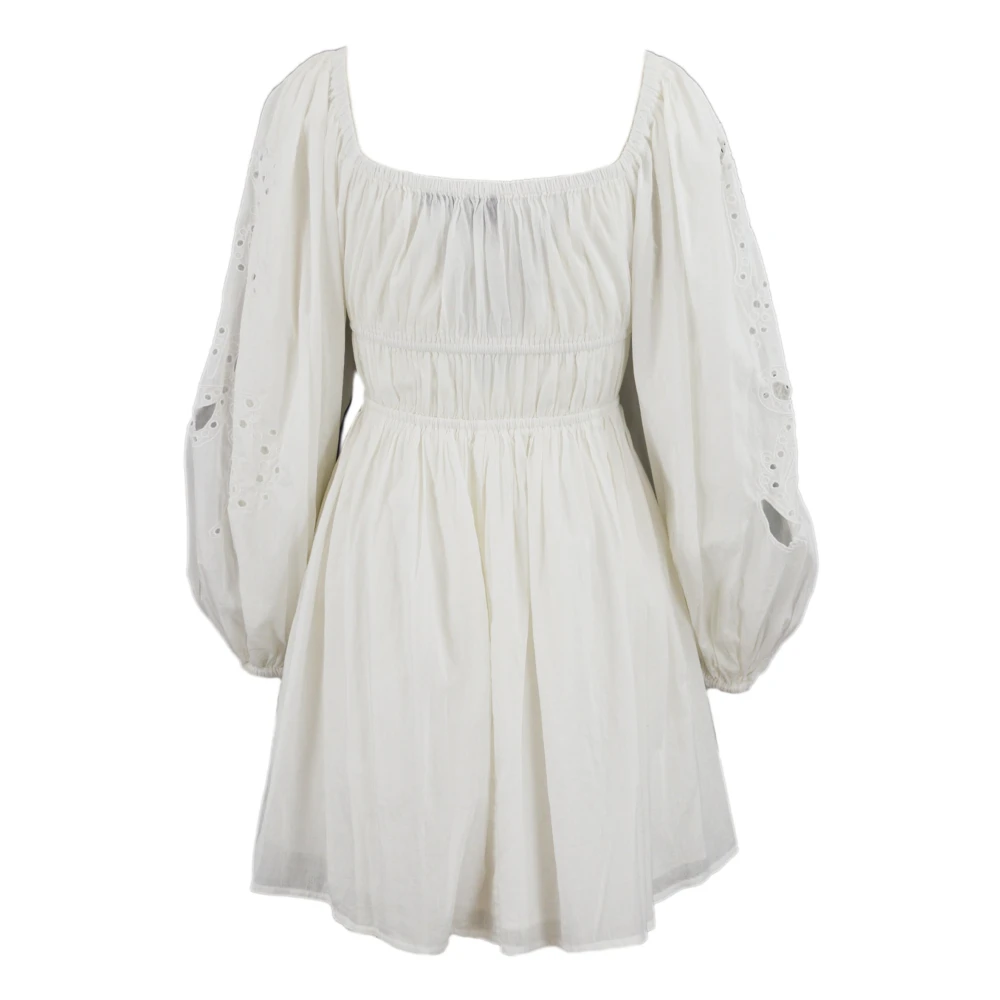 pinko Geborduurde Mousseline Jurk Losse Pasvorm White Dames
