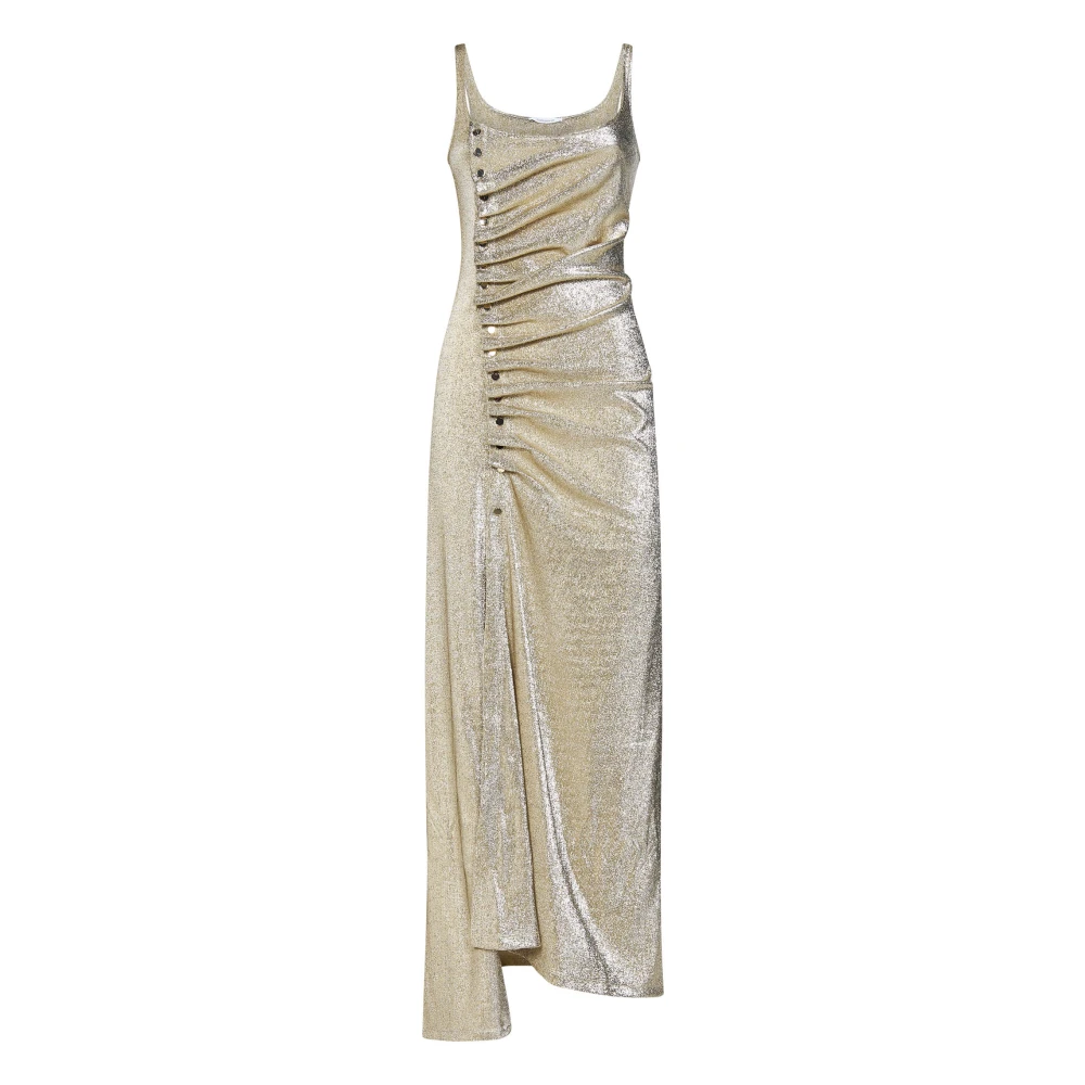 Paco Rabanne Guld Asymmetrisk Lurex Klänning Yellow, Dam