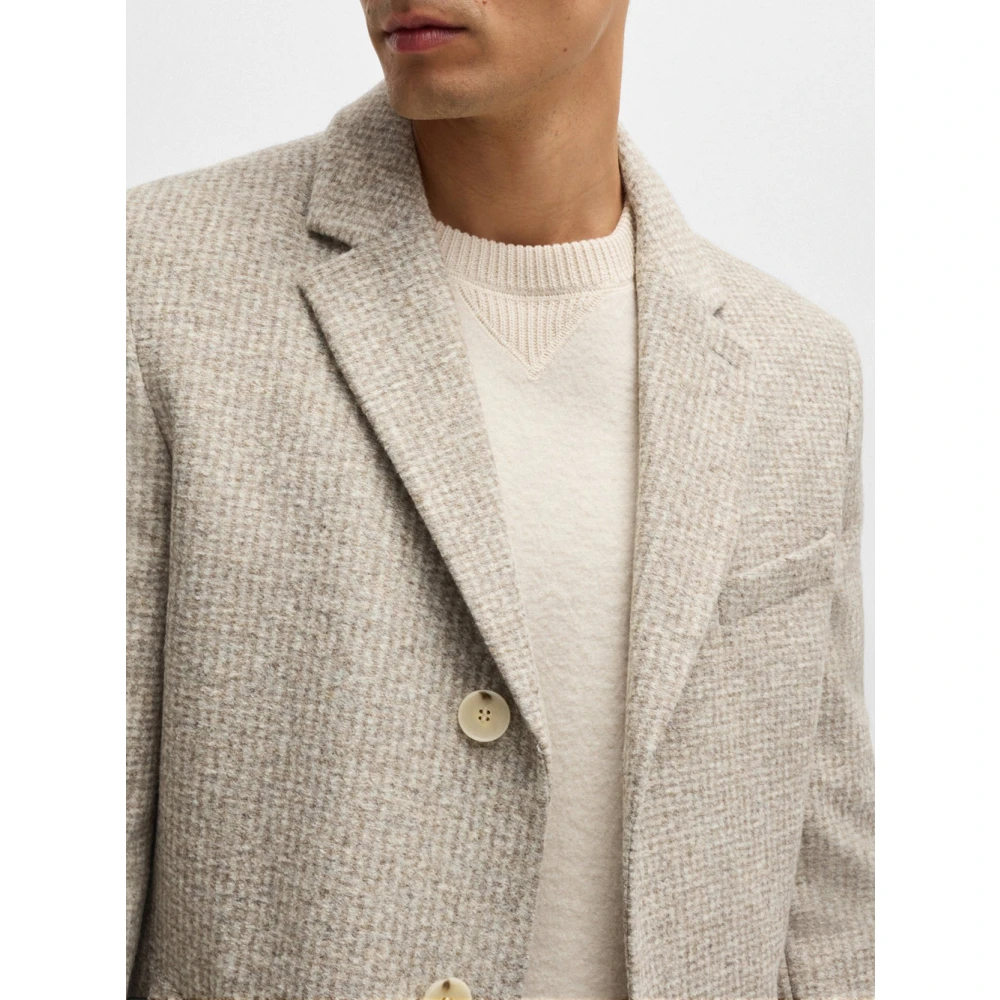 Hugo Boss Formele Traditionele Jas met Wol Touch Beige Heren