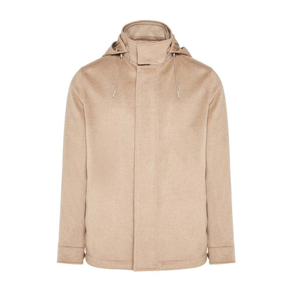 Ermenegildo Zegna Kasjmierjas met afneembare capuchon Beige Heren