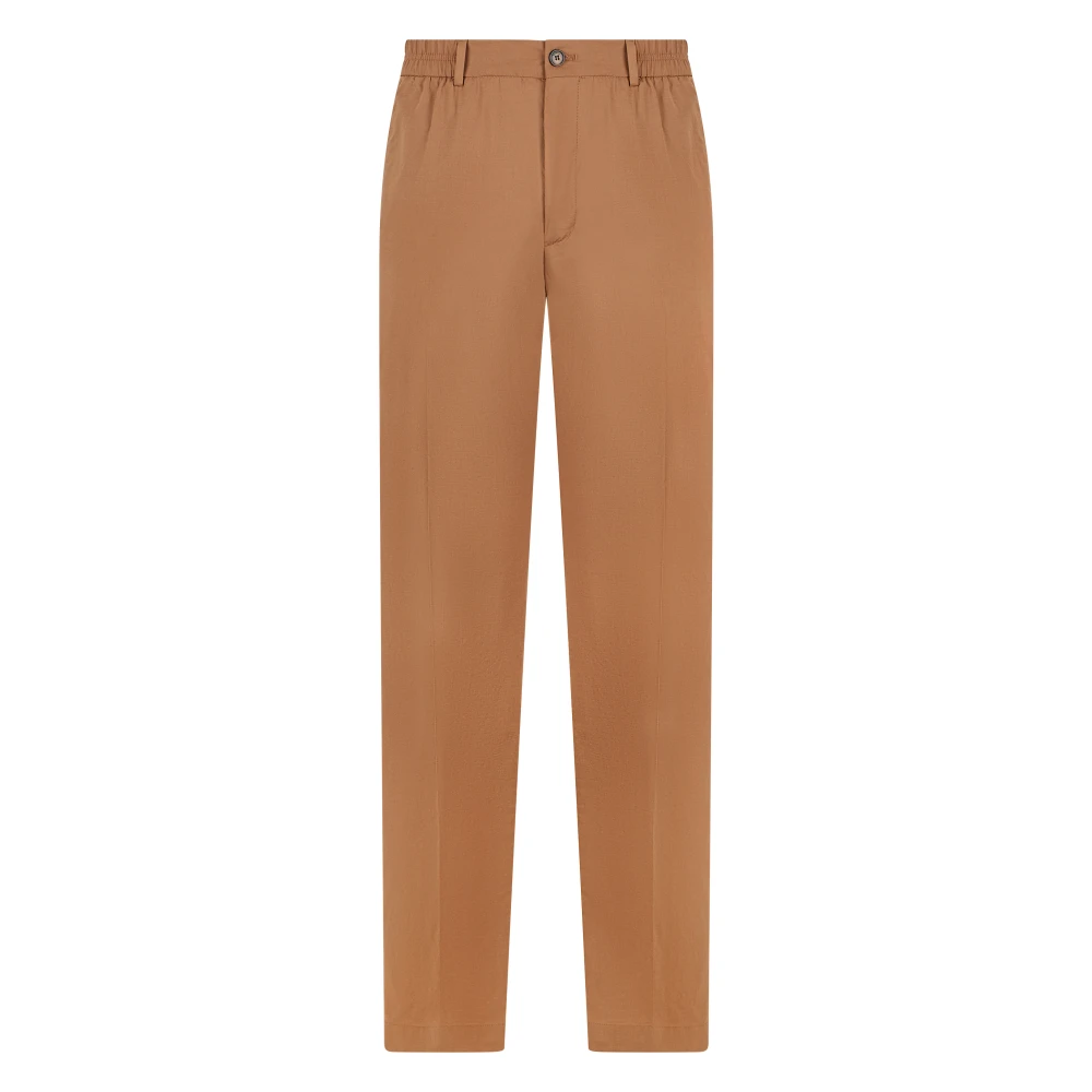 Slowear Men's Brown Straight Cotton Trousers - Chinos - S - Trousers