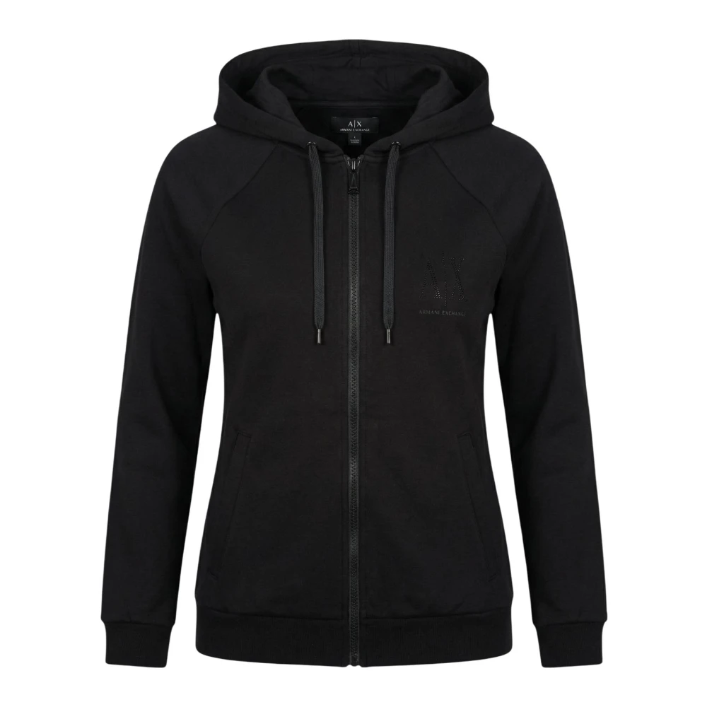 Armani Exchange Women's Black Zip-Throughs, Xs, Zip-Through Hoodie