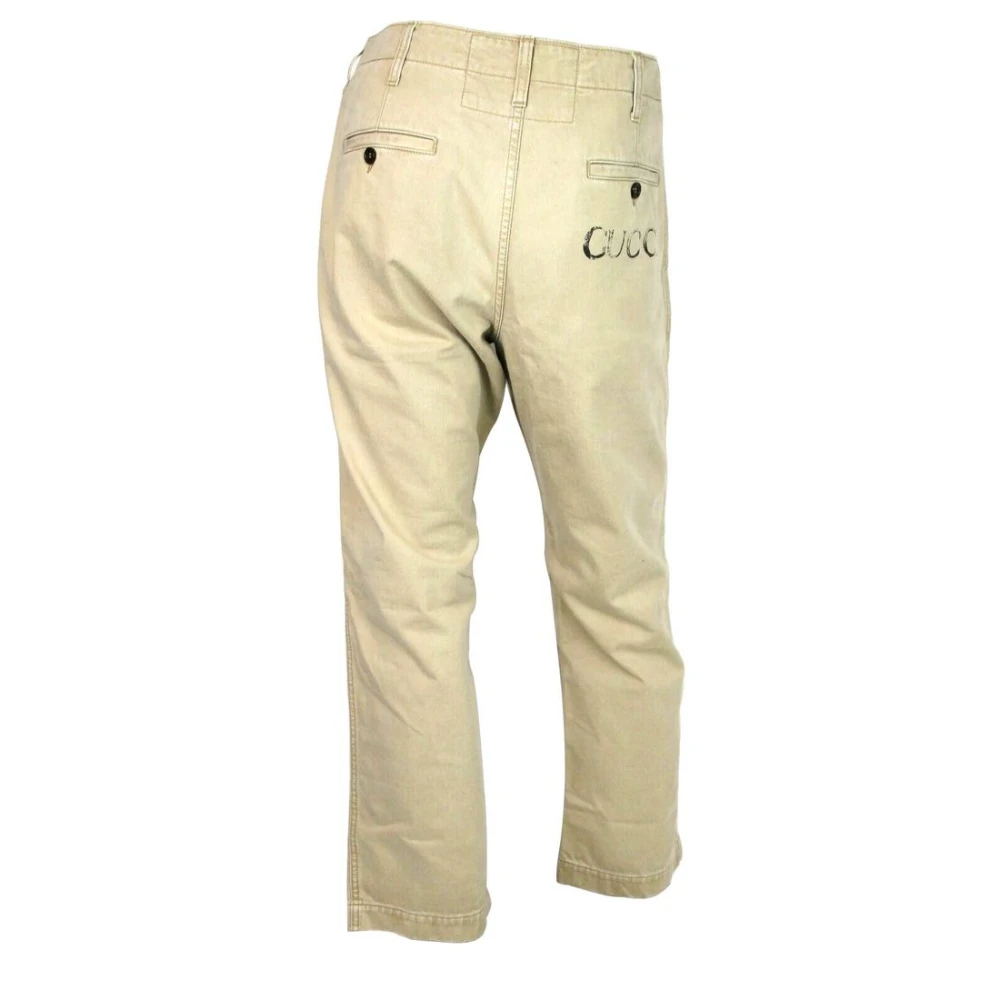 Gucci Lichtbruine Gewassen Katoenen Broek Beige Heren