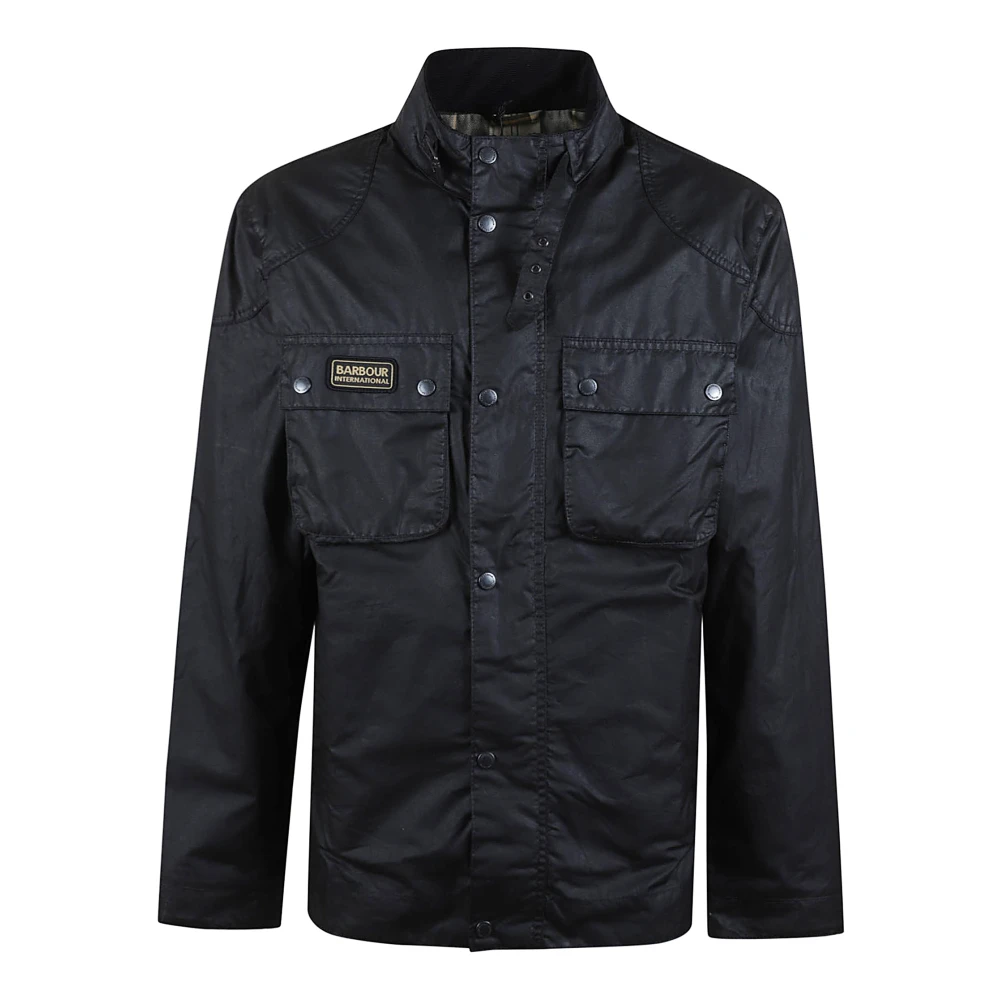 Barbour Svart vaxad bomulls jacka Black, Herr