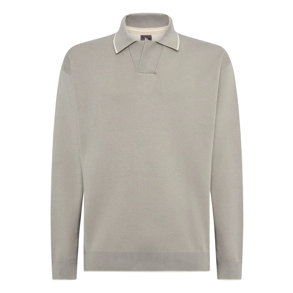 Boggi Milano Gebreide poloshirt Gray Heren