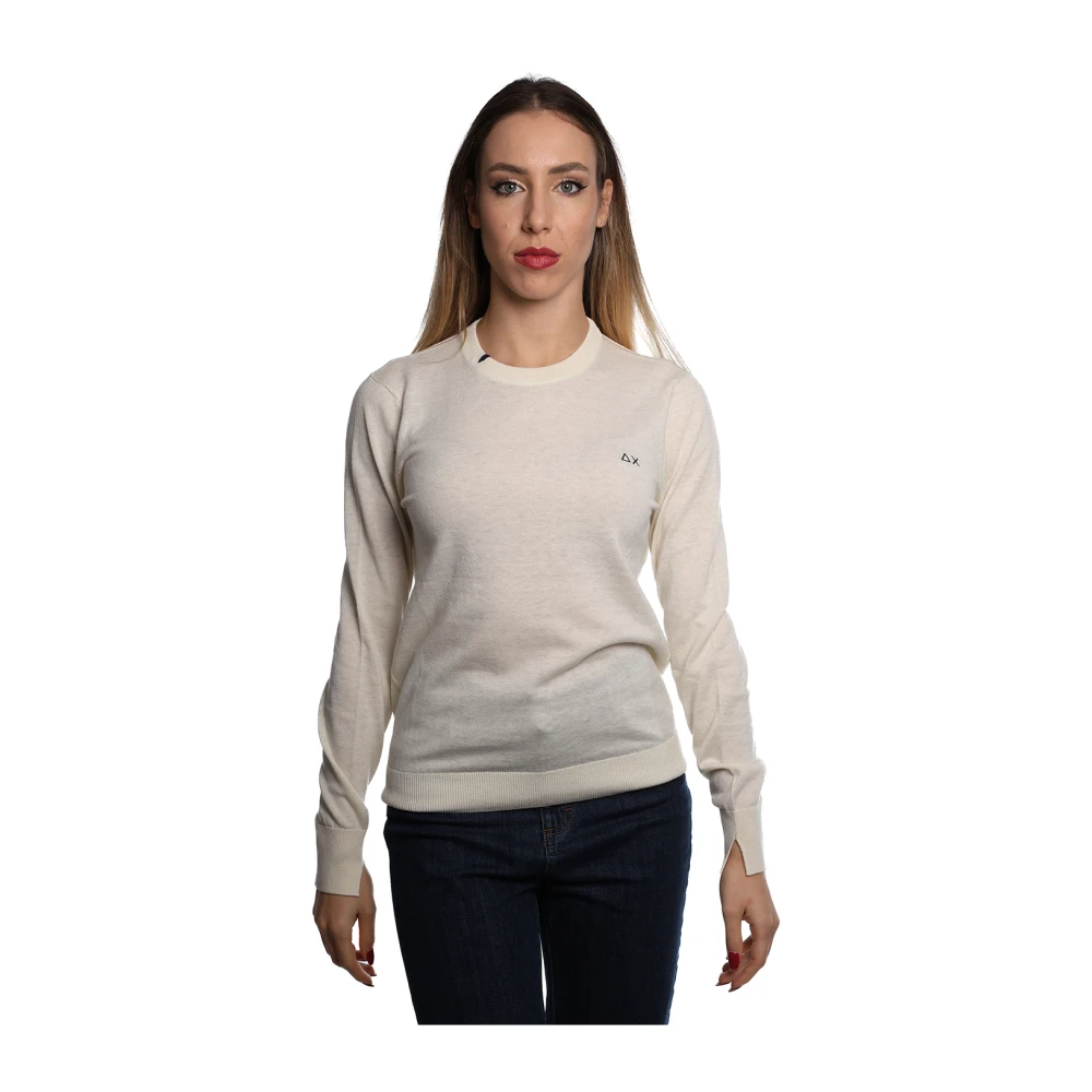 Sun68 Merino Wol Katoen Trui K44201 White Dames
