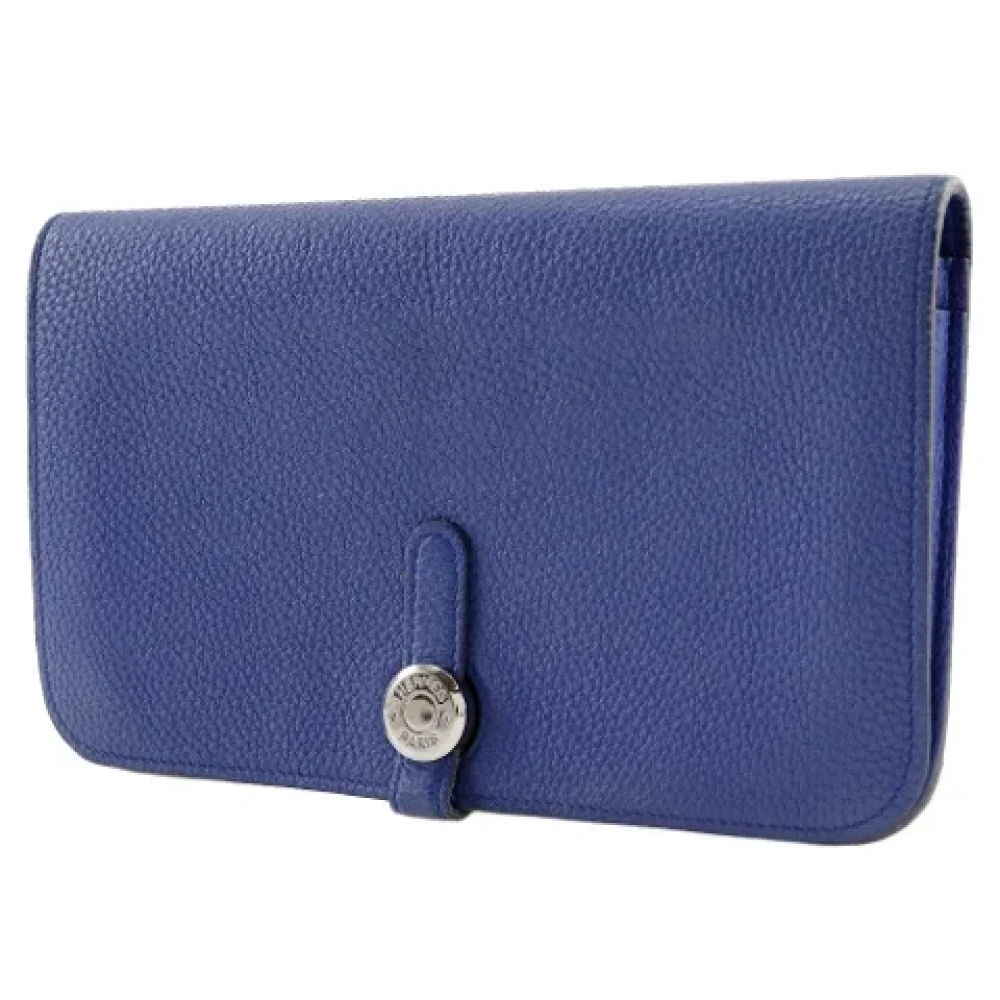 Hermès Vintage Pre-owned Leather wallets Blue Dames