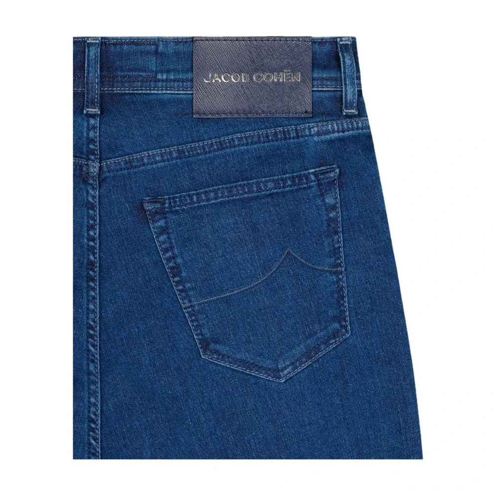 Jacob Cohën Blauwe Denim Regular Fit Jeans met Zilveren Knoop Blue Heren