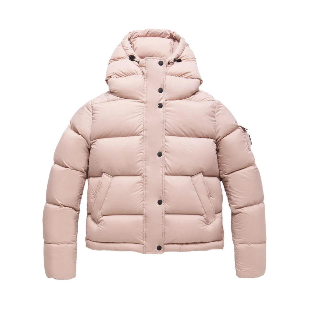 RefrigiWear Korte Nylon Pufferjas met capuchon Pink Dames