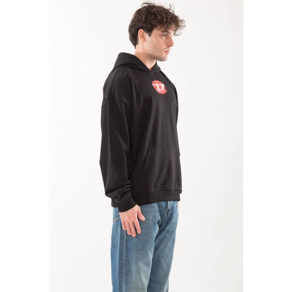 Diesel Achterlogo hoodie in 9XX Black Heren