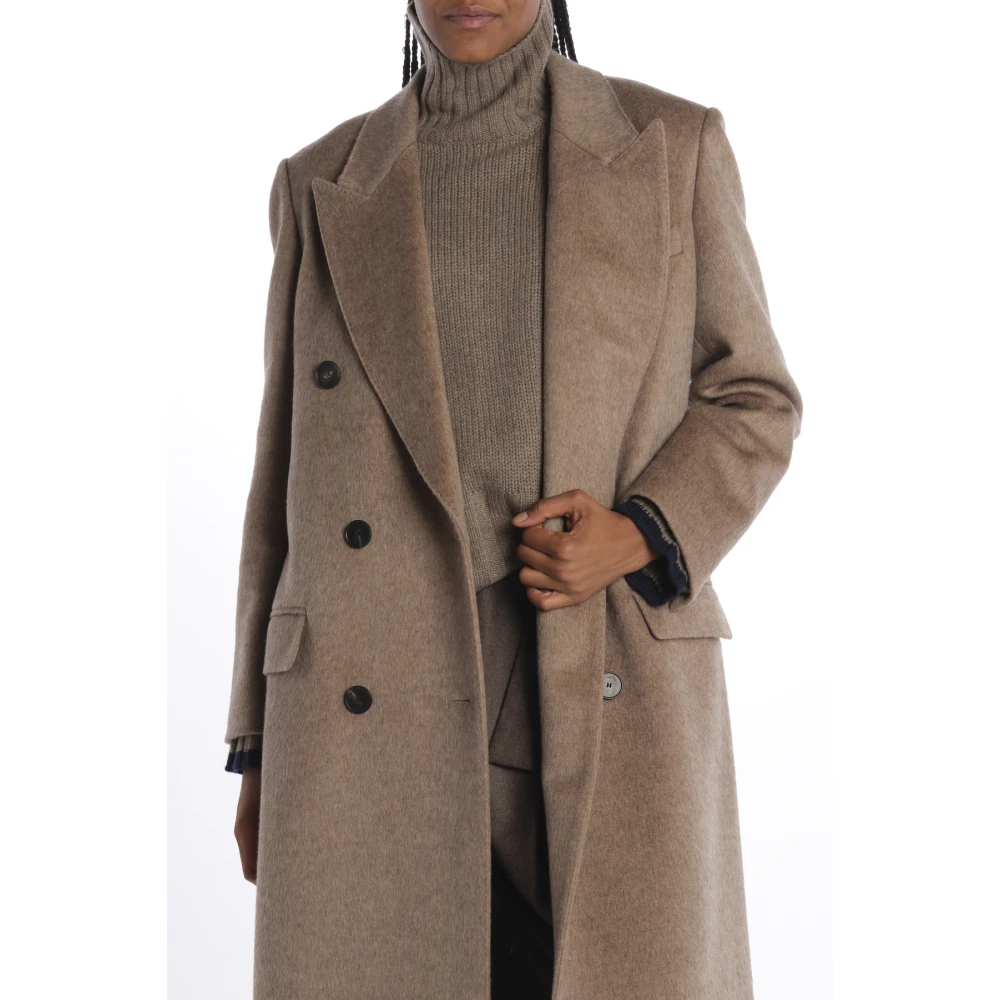 joseph Lilas Dubbel Breasted Yak Jas Brown Dames