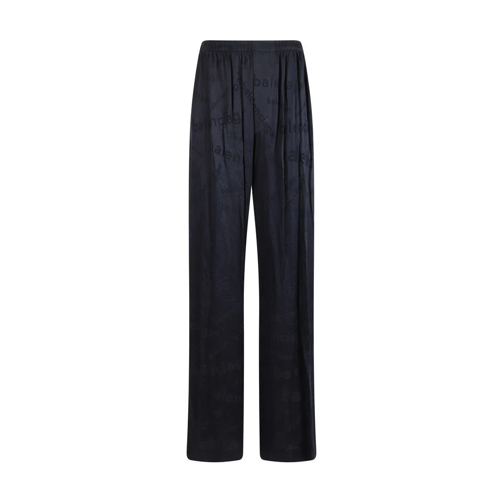 Balenciaga Zijden Pyjamabroek met Elastische Taille Black Dames
