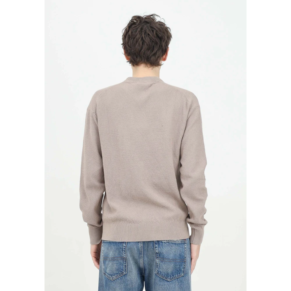 Calvin Klein Jeans Beige Crewneck Sweater met Logo Patch Beige Heren