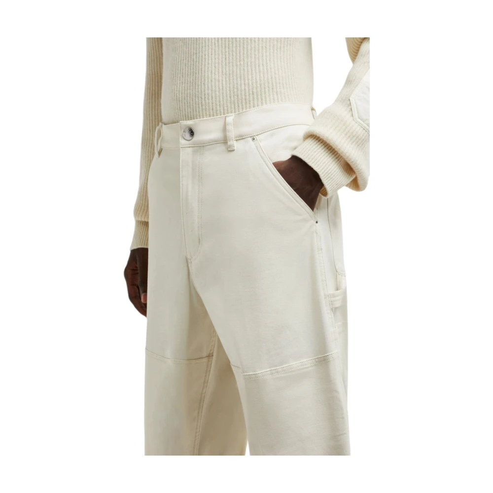 Moncler Off White Katoenen Canvas Broek White Heren