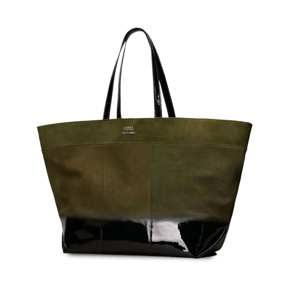Ami Paris Groene Canvas Panelled Tote Tas Green Dames