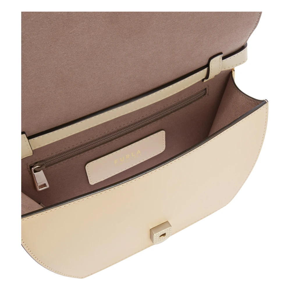 Furla Geometrische Crossbody Tas met Bolvormige Sluiting Beige Dames