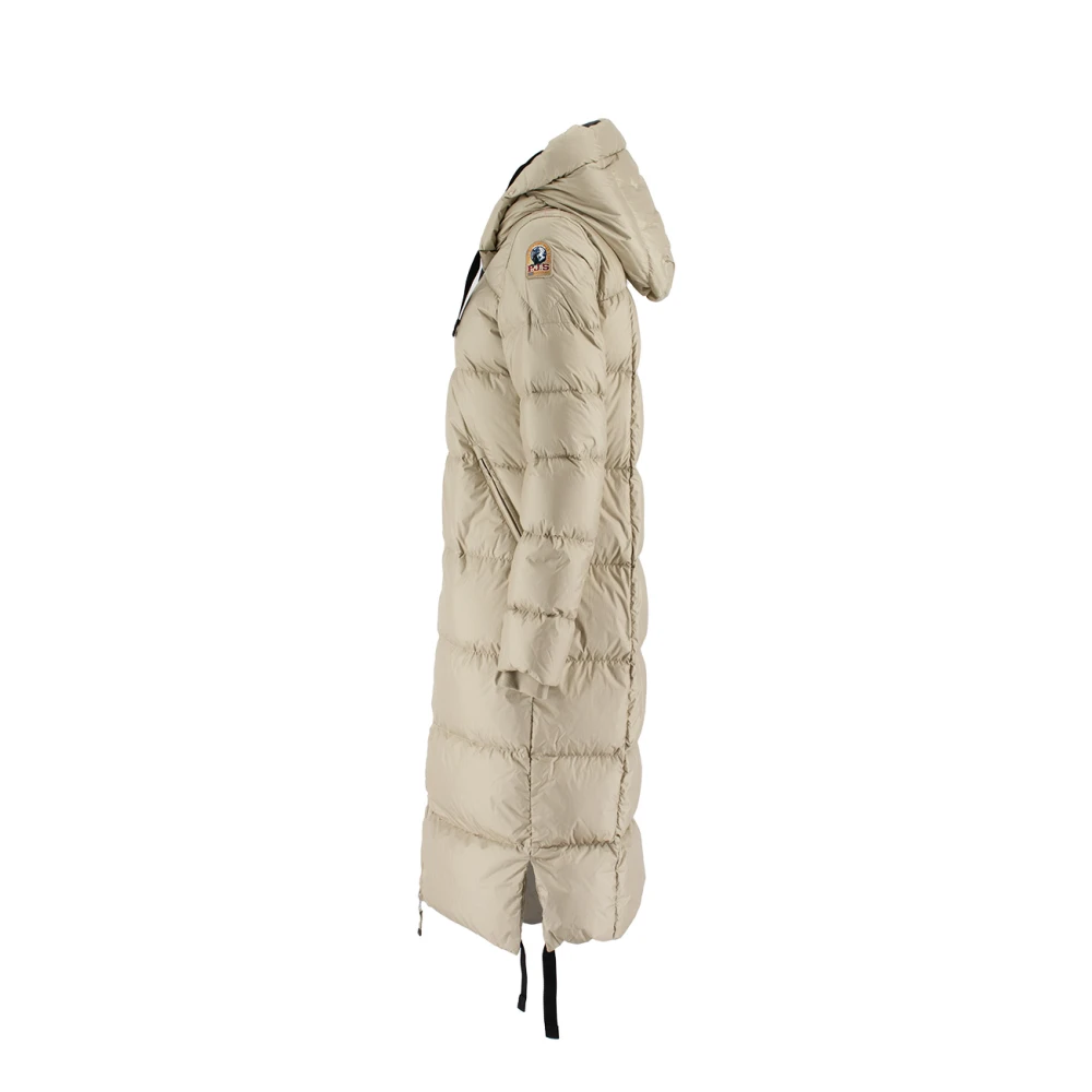 Parajumpers Lange Gewatteerde Jas Lichtgewicht Nylon Beige Dames