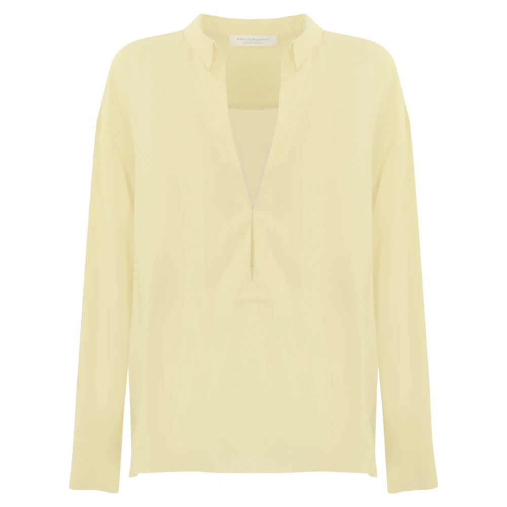 Philosophy di Lorenzo Serafini Ivoor Viscose Lange Mouwen Shirt Beige Dames