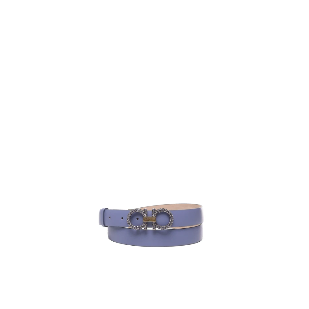 Salvatore Ferragamo Women's Blue Belt With Crystal Buckle