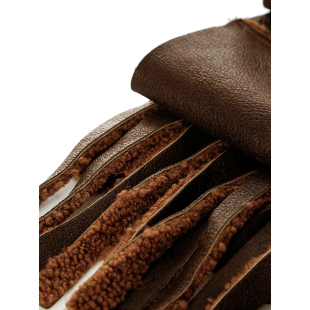 Our Legacy Rustieke Shearling Sjaal met Franjes Brown Heren