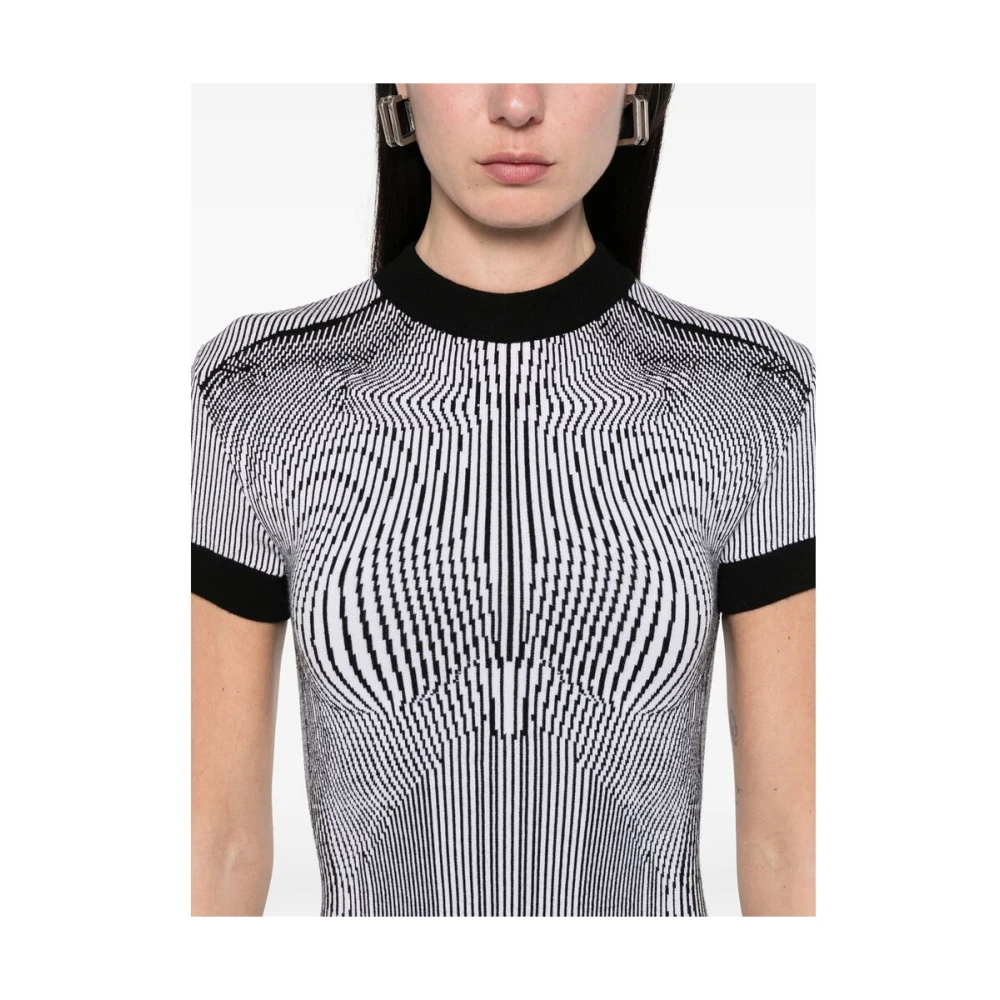 Jean Paul Gaultier Zwarte Jurk Korte Mouwen Ronde Hals Black Dames