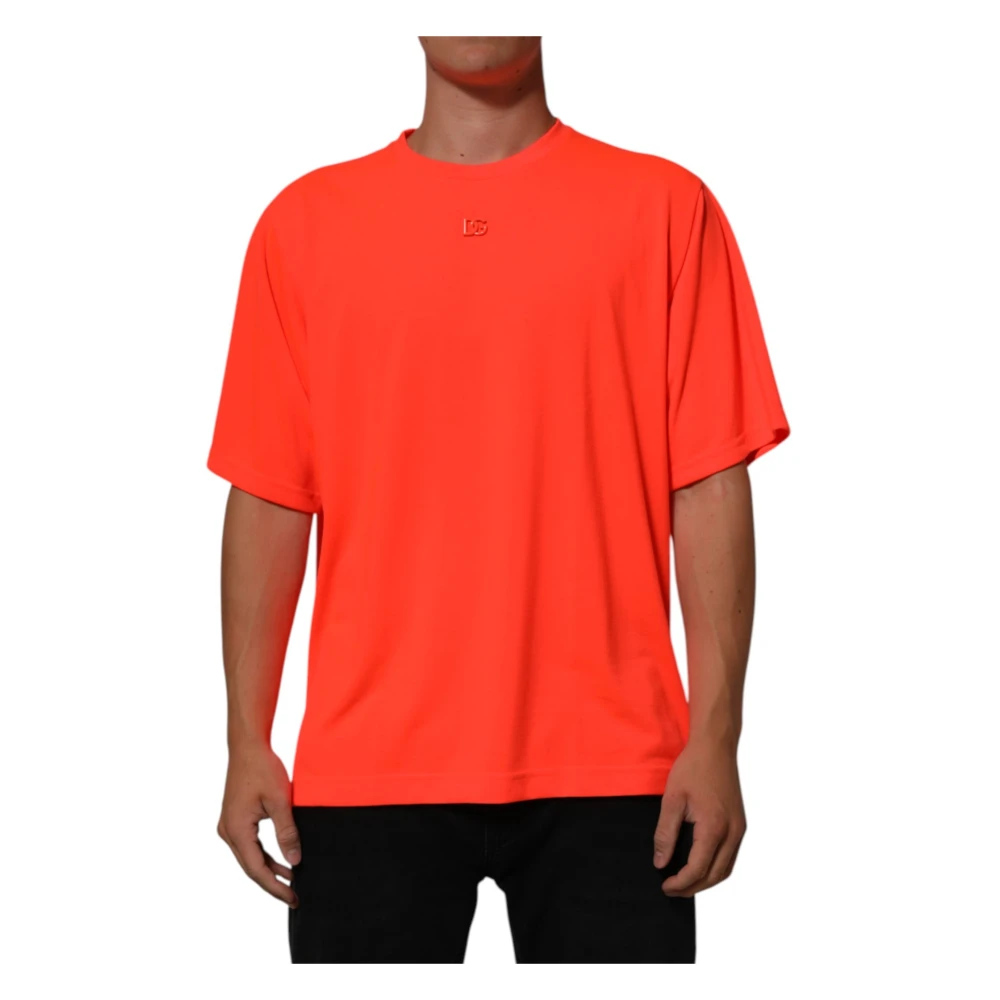 Dolce & Gabbana Men's Orange T-Shirts, 3XL, Neon Crew Neck T-Shirt