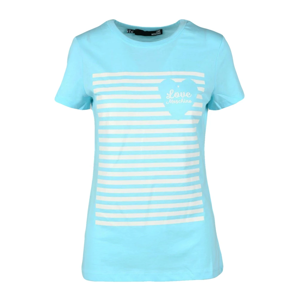Love Moschino Katoenen T-shirt met Stijlvol Ontwerp Blue Dames