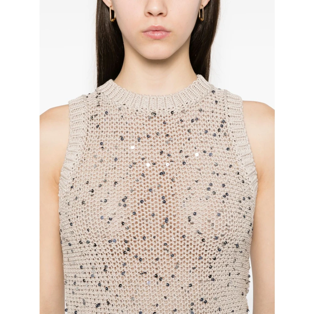 PESERICO Beige Gebreide Jas voor Vrouwen Beige Dames