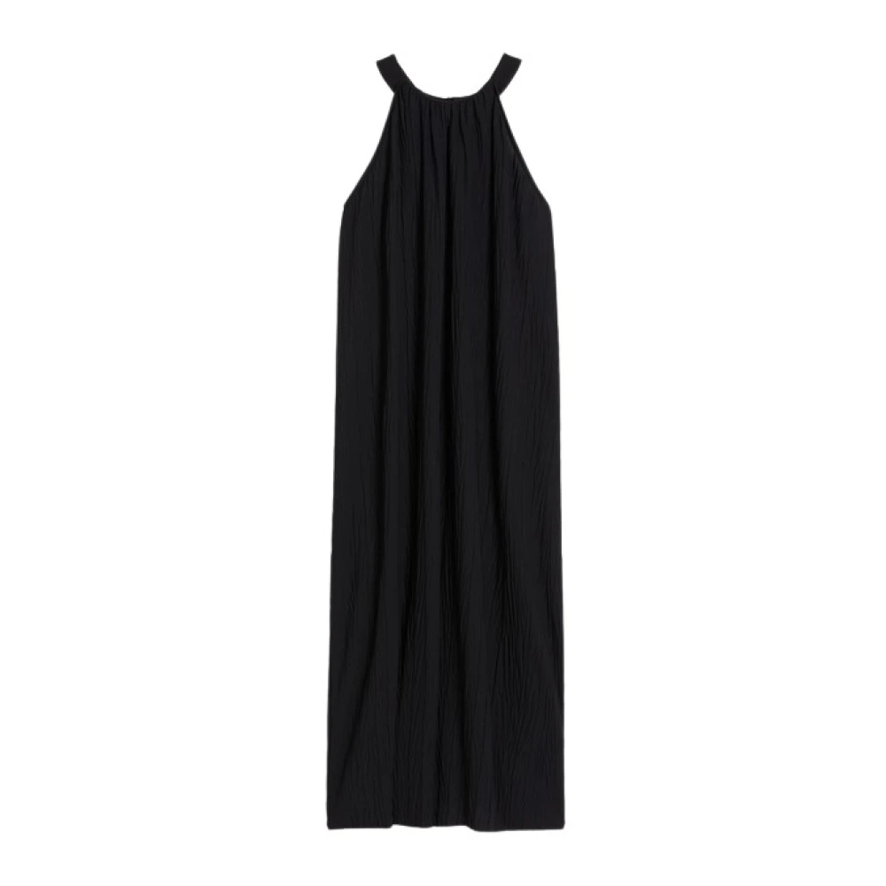 Max Mara Mouwloze jurk met verticale plooien Black Dames