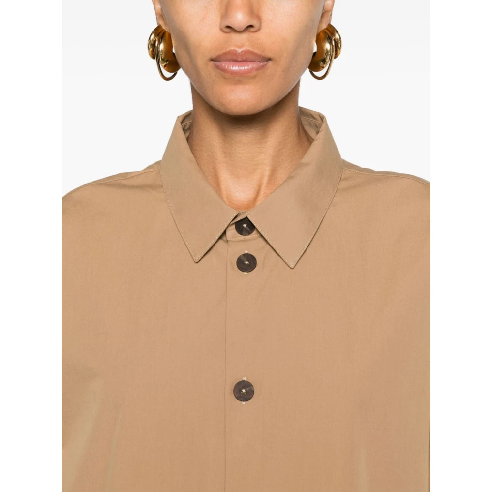 Studio Nicholson Beige Poplin Texture Klassieke Kraag Shirt Beige Dames