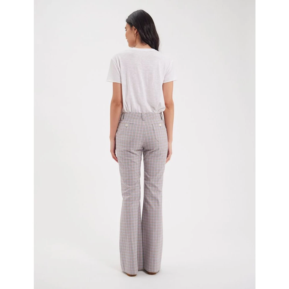 Ines De La Fressange Paris Flare Broek Knoopsluiting Zakken Sluiting Multicolor Dames