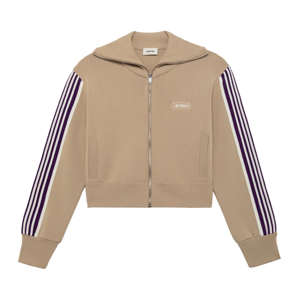 Autry Women's Beige Knit Jacket With Striped Bands - Cardigans - S - Knitwear