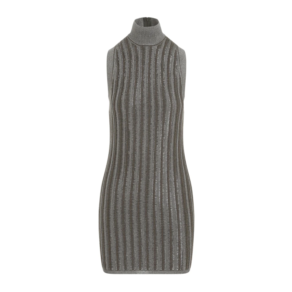 Tom Ford Metallic Olive Turtleneck Klänning Gray, Dam