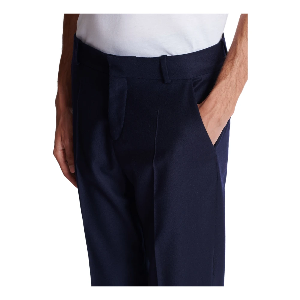 Balmain Rechte Flanellen Broek Blue Heren