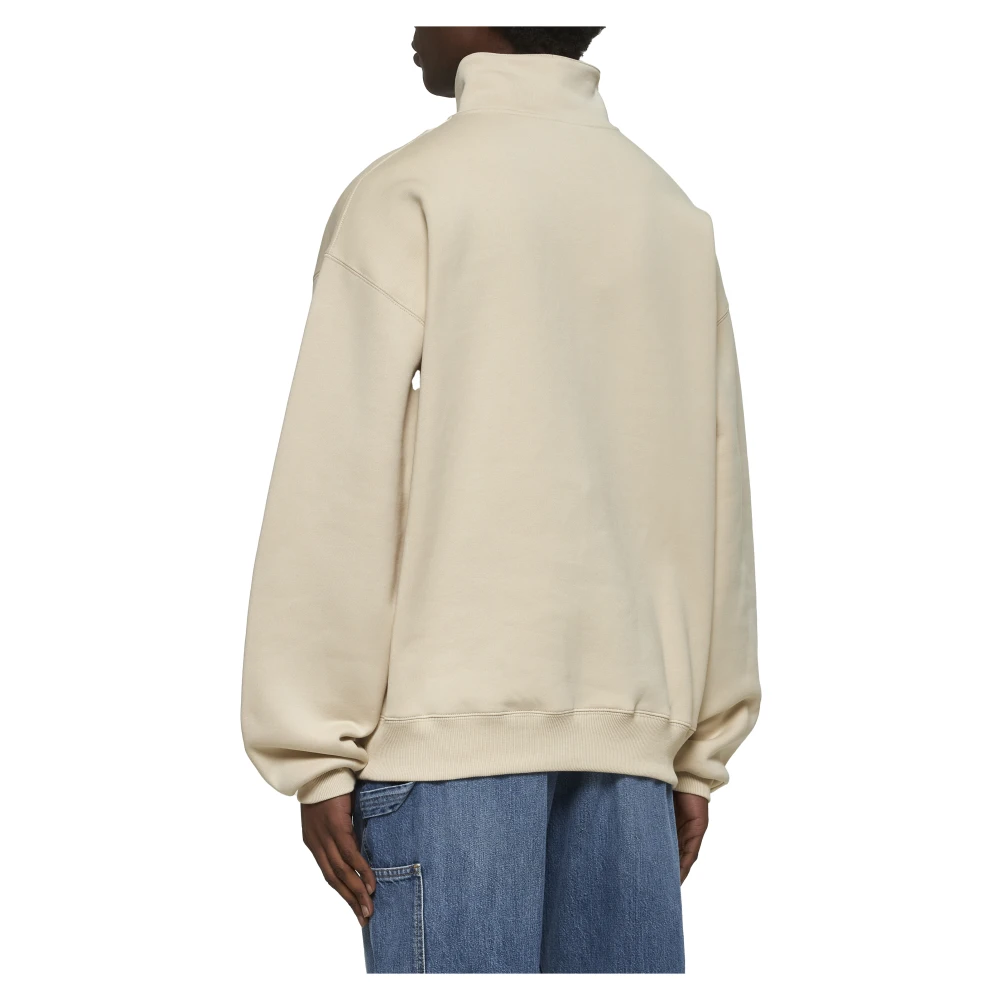 Jacquemus Beige Katoen Fleece Staande Kraag Jas Beige Heren