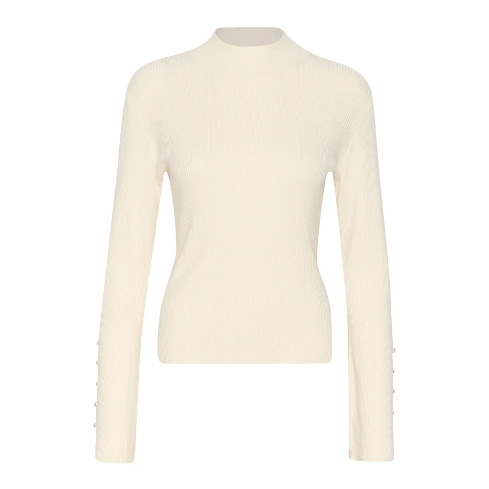 Karen by Simonsen Slim-fit Tneck Gebreide Trui Egret Beige Dames