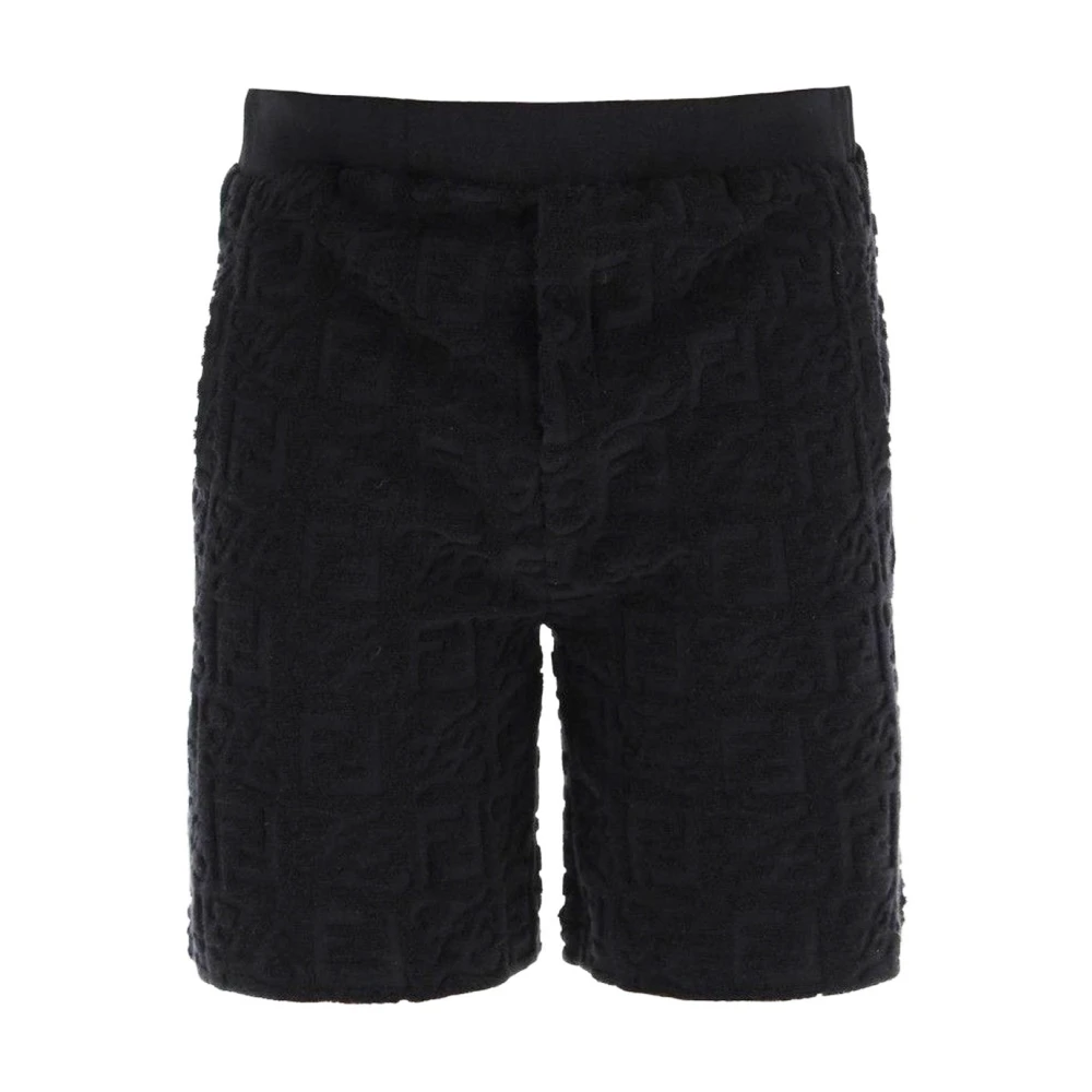 Fendi Logo Shorts Elastische Taille Koordzakken Black Heren