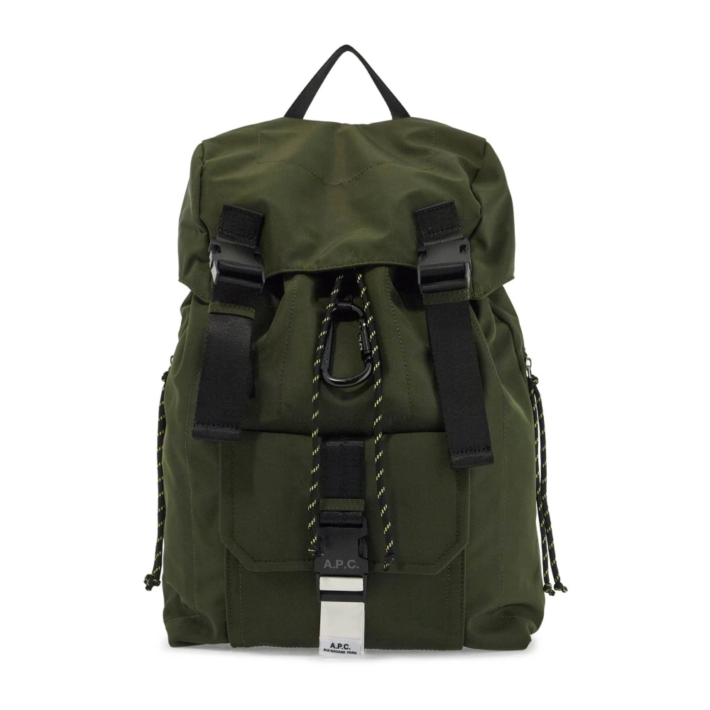 A.p.c. Nylon Trekking Rugzak met Gesp Sluiting Green Heren