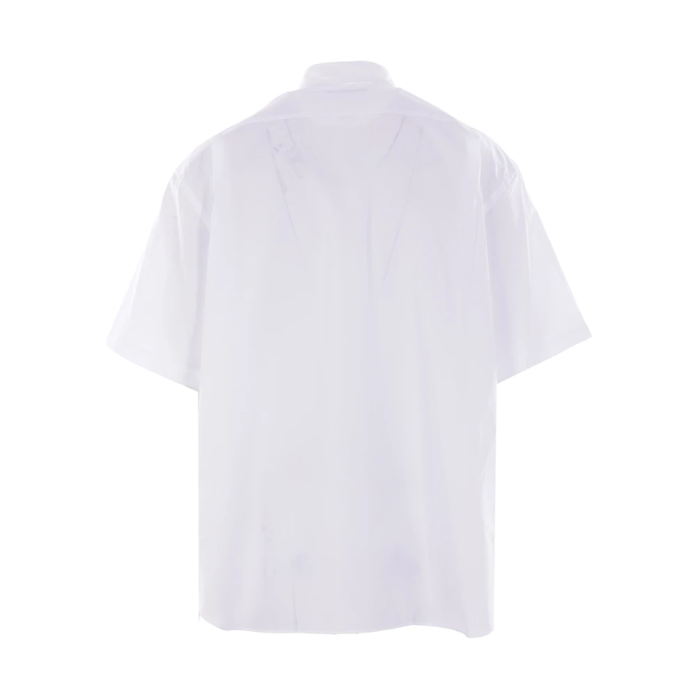 Comme des Garçons Korte Mouw Poplin Logo Geborduurd Overhemd White Heren
