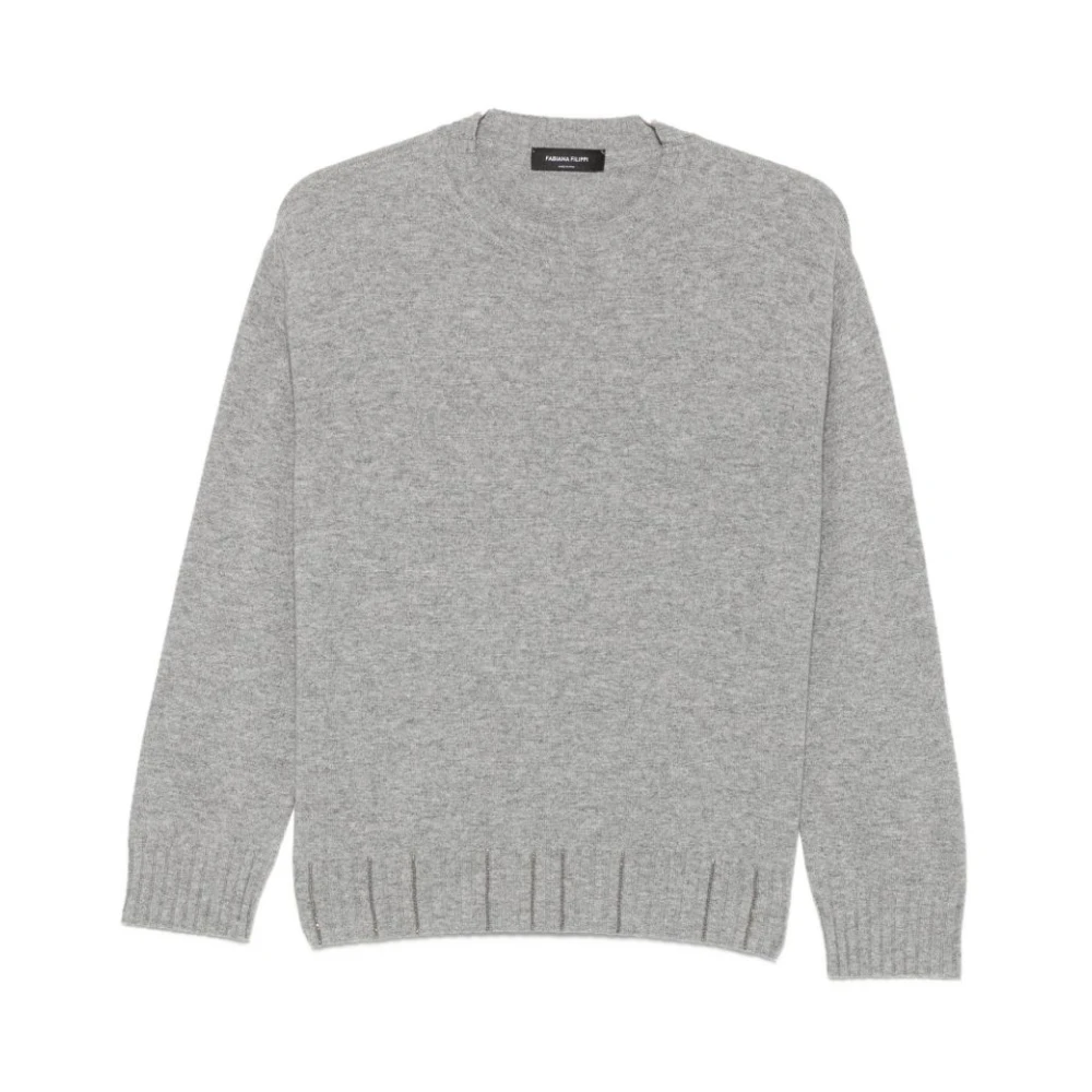 Fabiana Filippi Gray Round-Neck Knitwear, Female, Xs, Jumpers