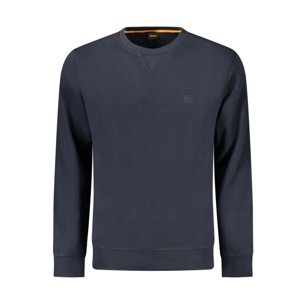 Hugo Men's Blue Cotton Sweatshirt With Ribbed Cuffs And Hem - Sweatshirts - S - Sweatshirts & Hoodies