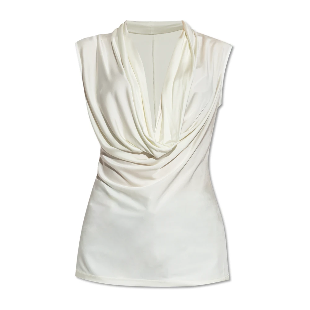 Helmut Lang Top met gedrapeerde halslijn White Dames